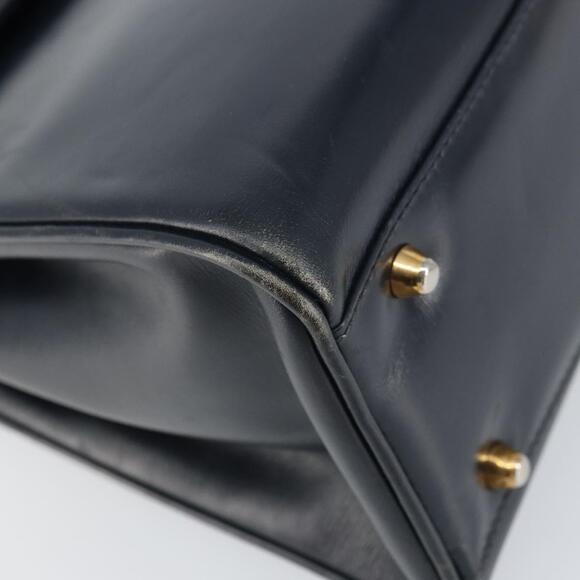 GUCCI Hand Bag Leather Navy Gold Auth 156872 - Picture 14 of 16